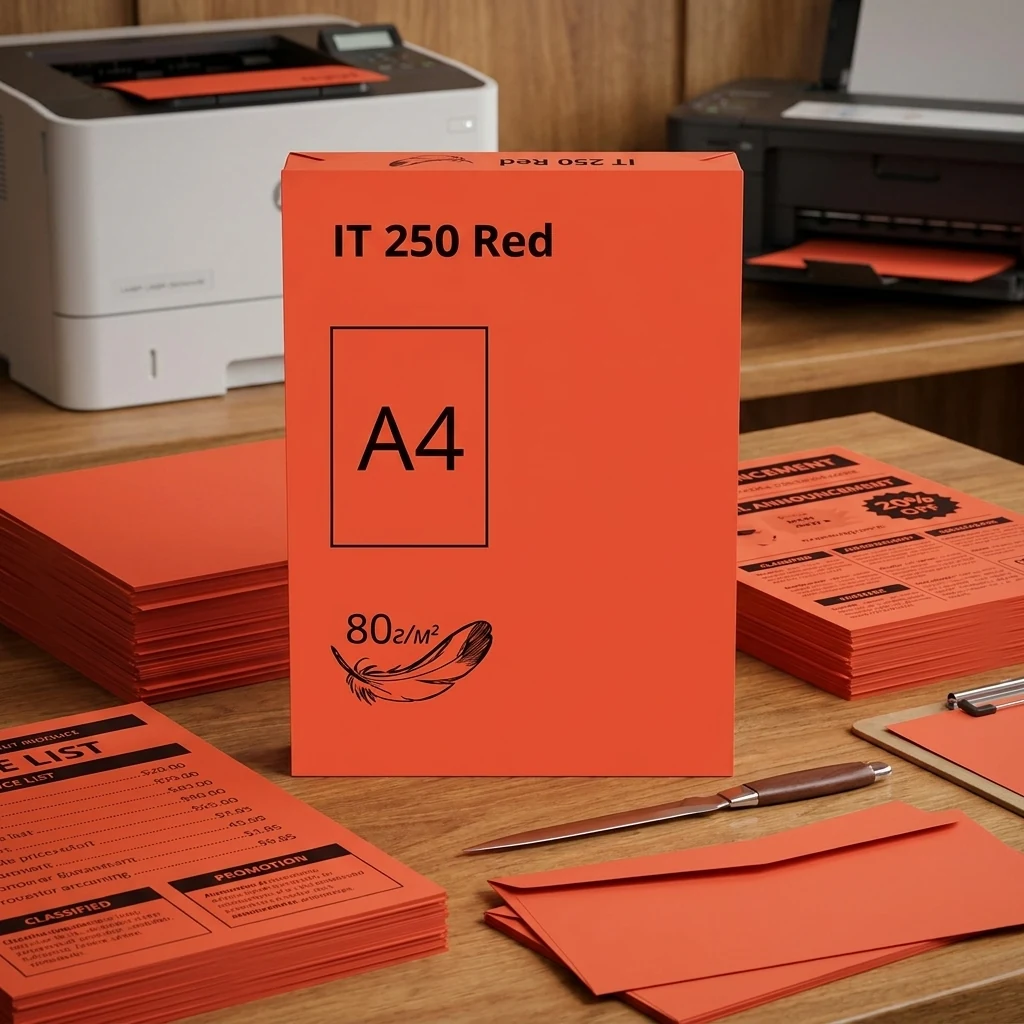 Папір кольоровий А4 80 Червоний інтенсивний 100 арк "Red 250" Crystal