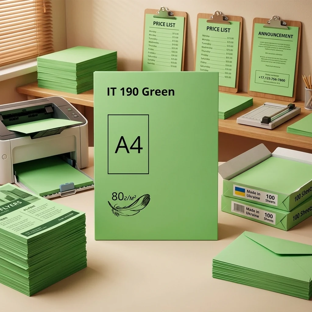 Папір кольоровий А4 80 Зелений 100 арк "Green 190" Crystal