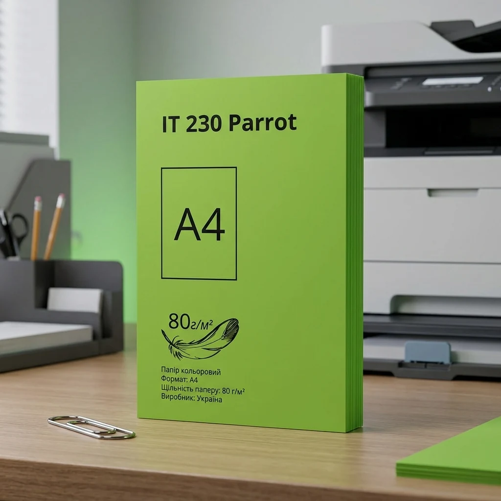 Папір кольоровий А4 80 Зелений інтенсивний 100 арк "Parrot 230" Crystal