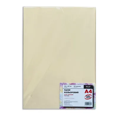 Папір кольоровий A4 Офіс Центр 160г/м Pastell 100арк OC-CR20160 кремовий