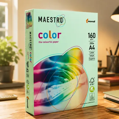 Папір кольоровий A4 160г/м Pastell 250арк MG28 Medium Green зелений Maestro Color