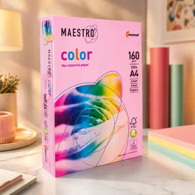 Папір кольоровий A4 160г/м Pastell 250арк PI25 Pink рожевий Maestro Color