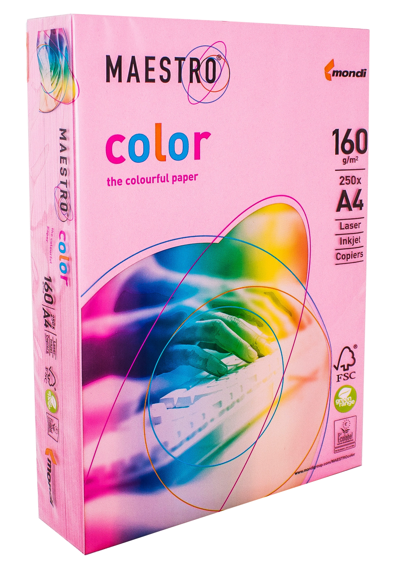 Папір кольоровий A4 160г/м Pastell 250арк PI25 Pink рожевий Maestro Color — фото 2