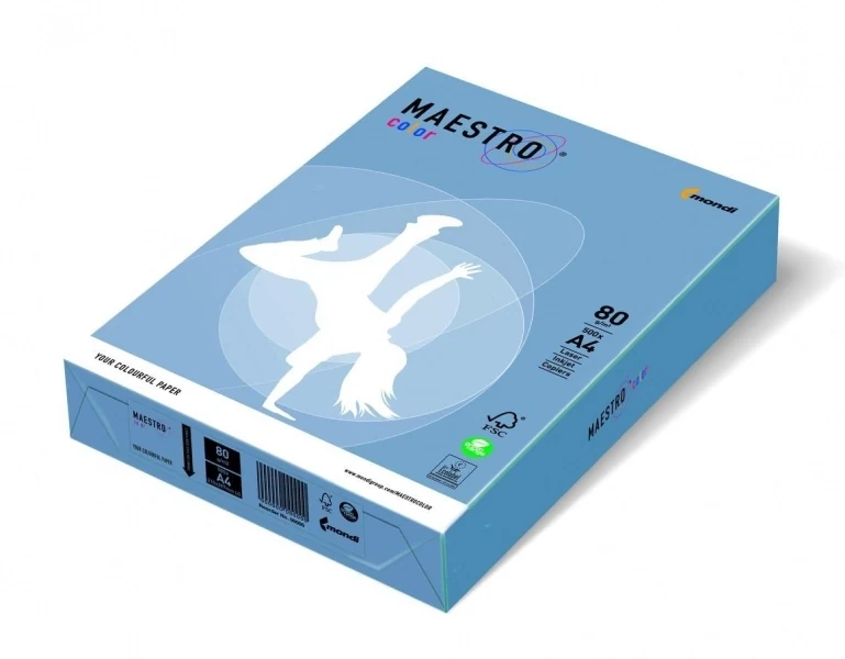 Папір кольоровий A4 80г/м Intensive 500арк AB48 Aqua Blue синій Maestro Color — фото 2