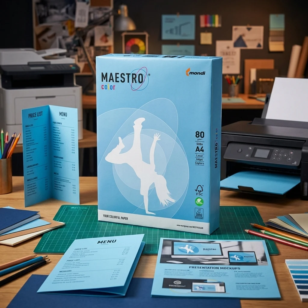 Папір кольоровий A4 80г/м Intensive 500арк AB48 Aqua Blue синій Maestro Color