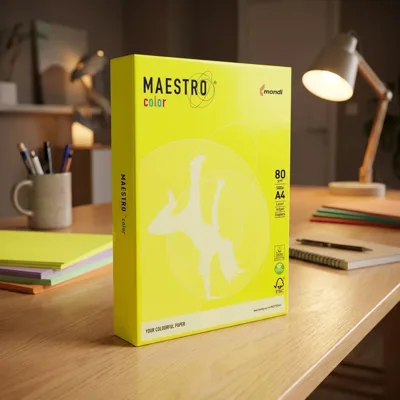 Папір кольоровий A4 80г/м Neon 500арк Yellow жовтий Maestro Color