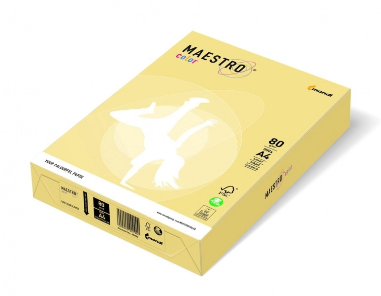 Папір кольоровий A4 80г/м Pastell 500арк YE23 Yellow жовтий Maestro Color — фото 2
