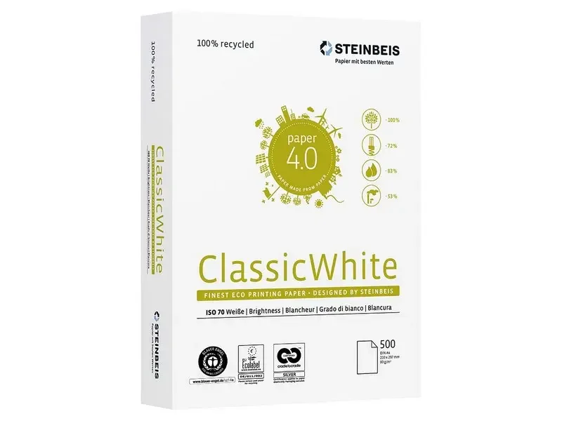 Папір офісний А4 80 г/м2 "Steinbeis Classic White ISO 70" — фото 2