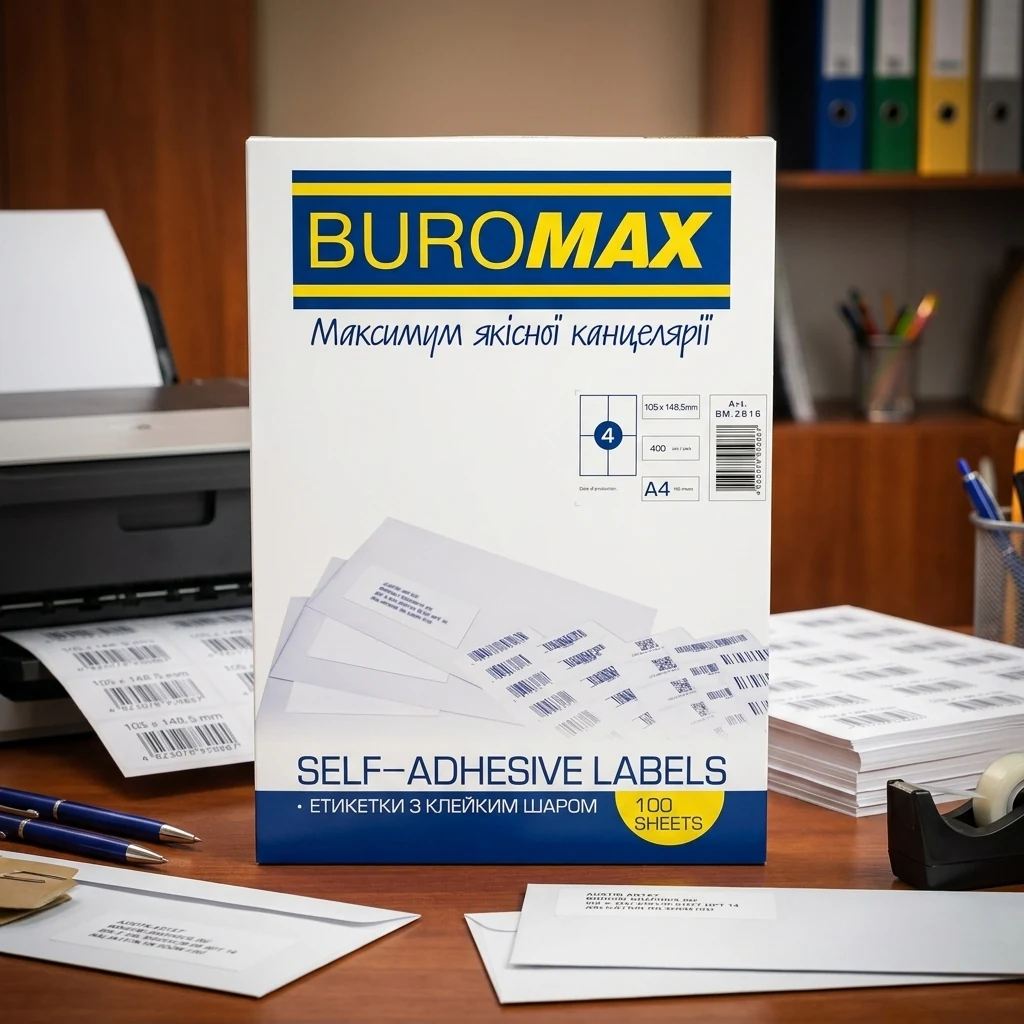 Папір самоклеючий ( 4) Buromax А4 100 арк