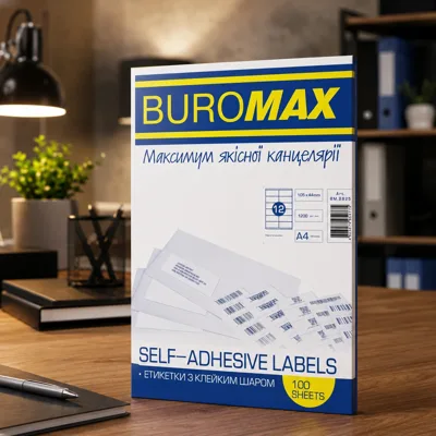 Папір самоклеючий Labels Buromax А4 2825 (12)