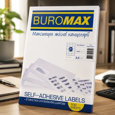 Папір самоклеючий Labels Buromax А4 2837 (21)