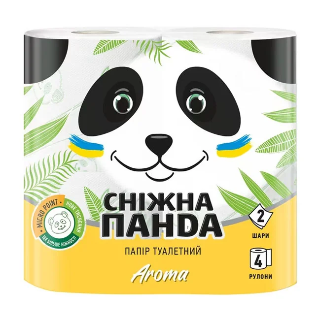 Папір туалетний 2-шаровий, Сніжна панда Aroma