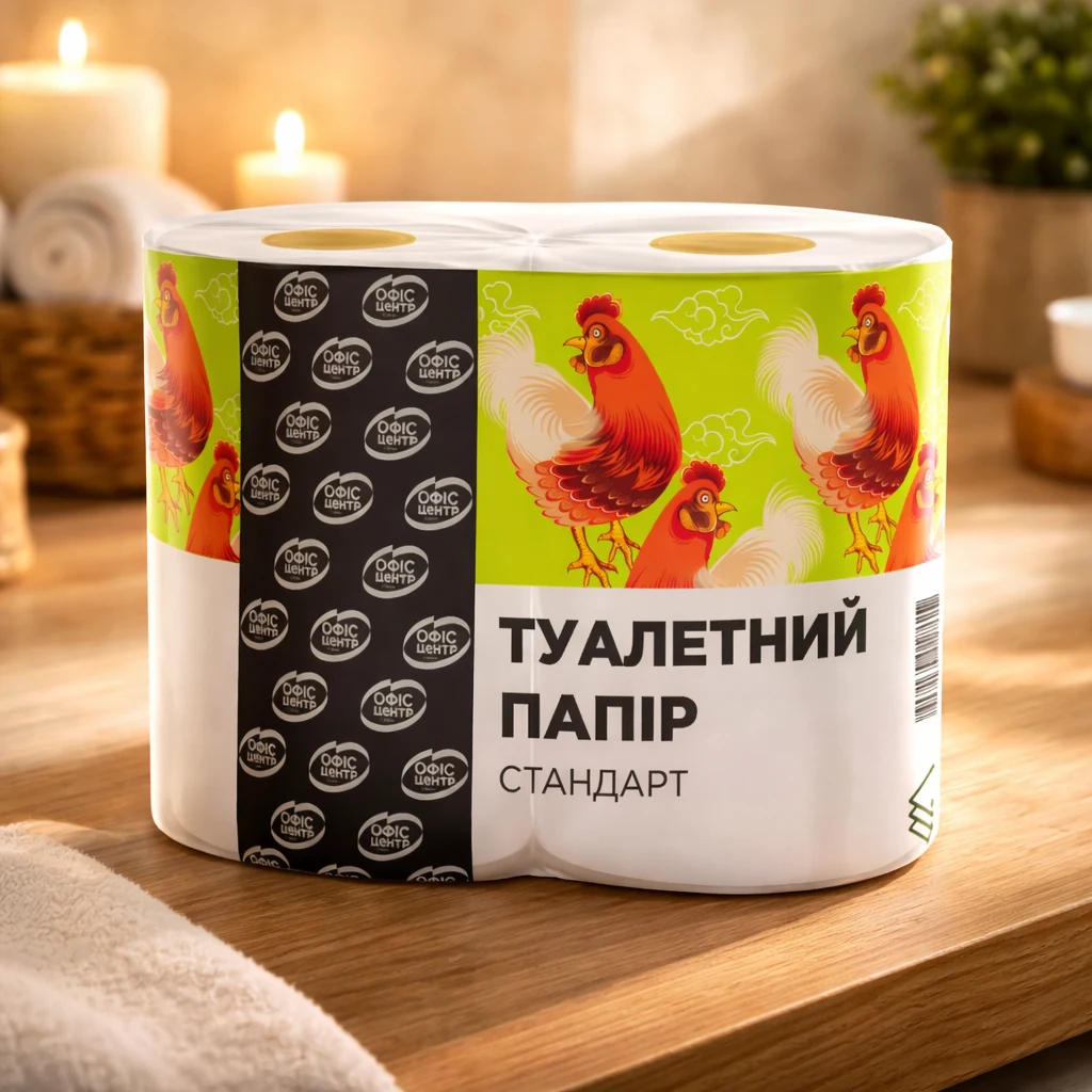 Папір туалетний Офіс Центр 2 шари Стандарт 4 рулона — Паперові вироби