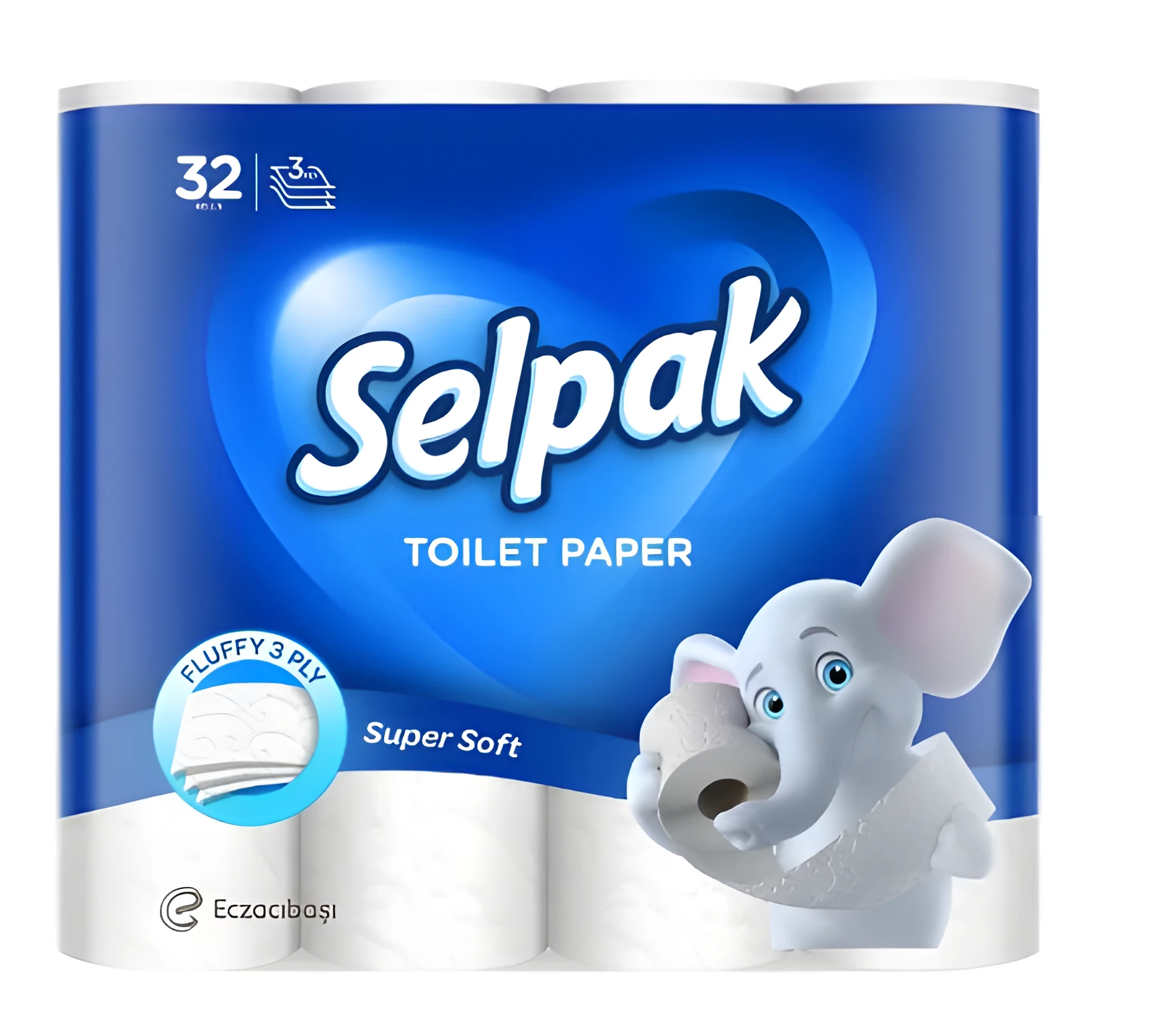 Папір туалетний целюлозний 3х шаровий Selpak 18м/32шт