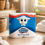 Папір туалетний Диво Soft 2-х шаровий білий 4 рулони — фото 1