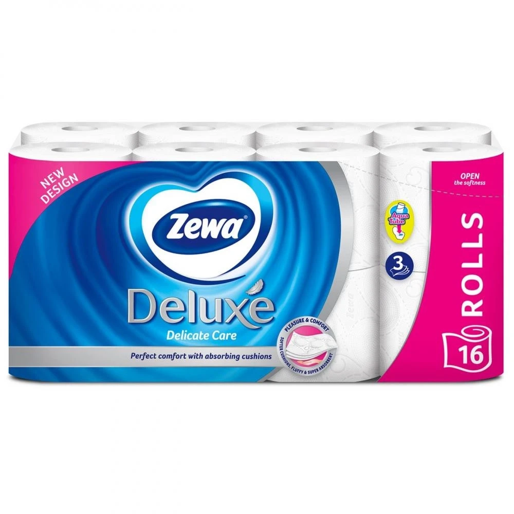 ПАПІР ТУАЛЕТНИЙ Zewa Deluxе 3-х шар 16 рул. Білий