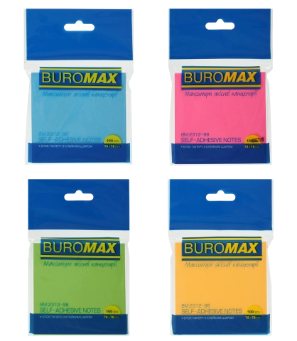 Папір з липким шаром 76*76мм 100арк неон асорті BM.2312-98 — фото 2