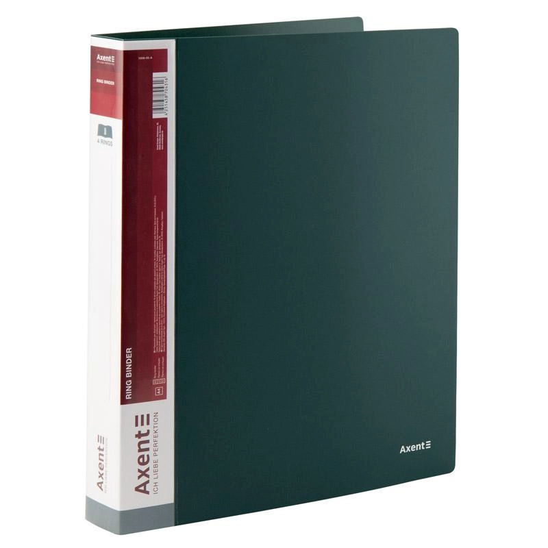 Папка А4 4 кільця пластикова 40мм Axent зелена — фото 2