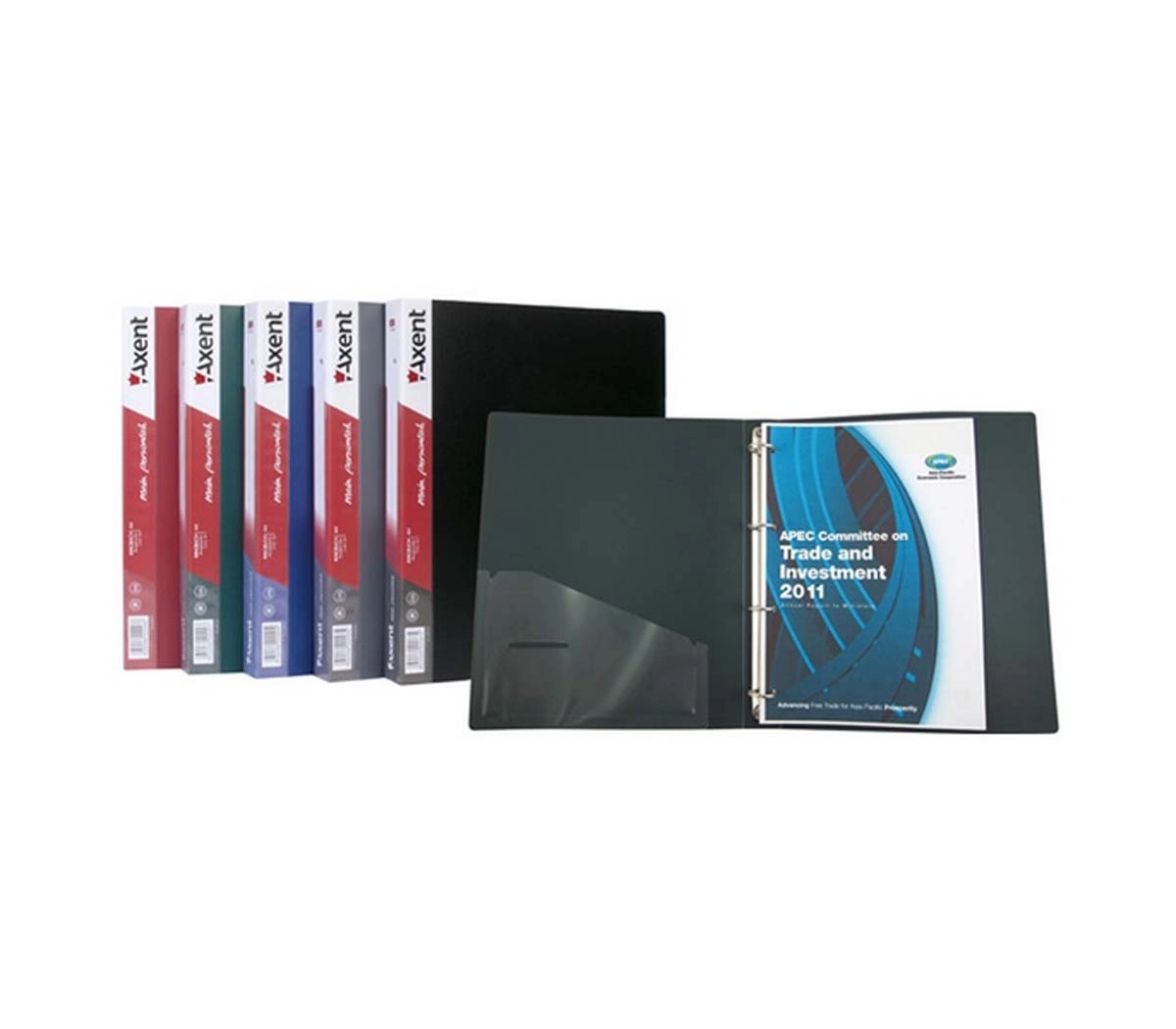 Папка А4 4 кільця Axent чорна 35мм — фото 2