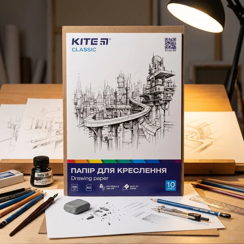 Папка для креслення А3 10 арк (щільність 200) Kite