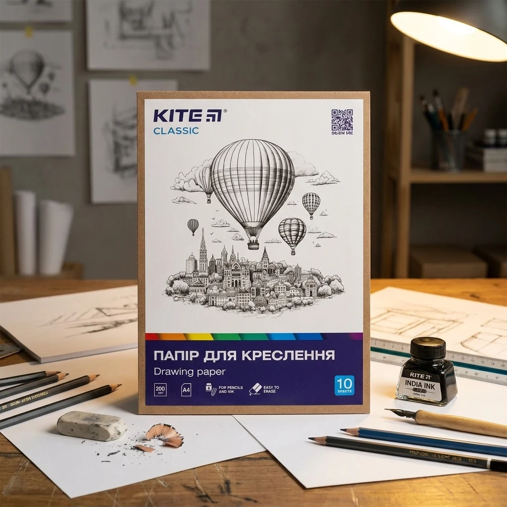 Папка для креслення А4 10 арк (щільність 200) Kite