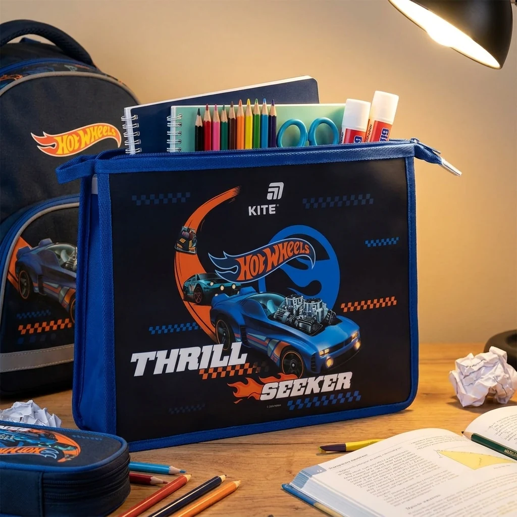Папка для зошитів А4 на блискавці "Hot Wheels" Kite
