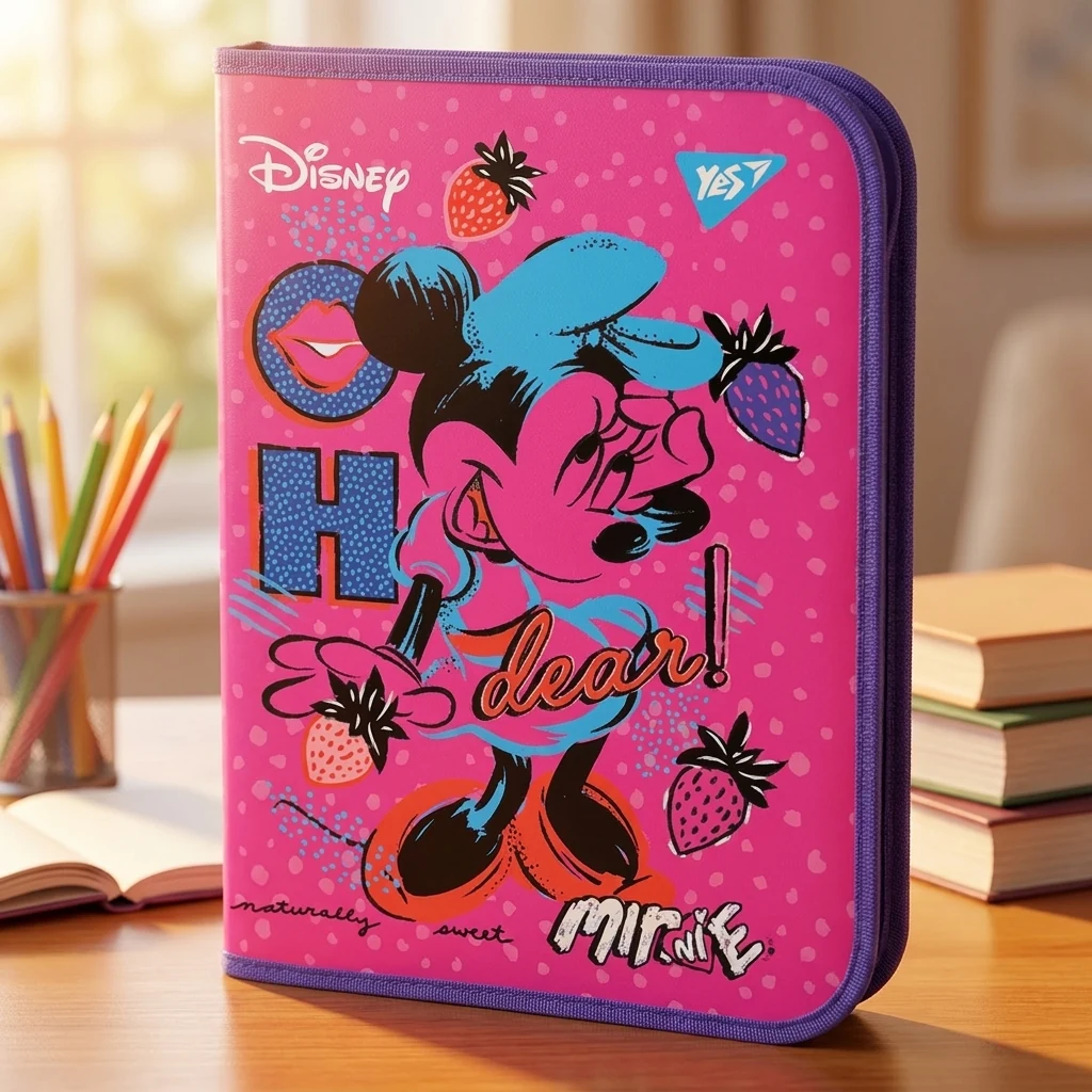 Папка для зошитів YES пласт. на блискавки В5 Minnie Mouse 491816 — Шкільні канцтовари
