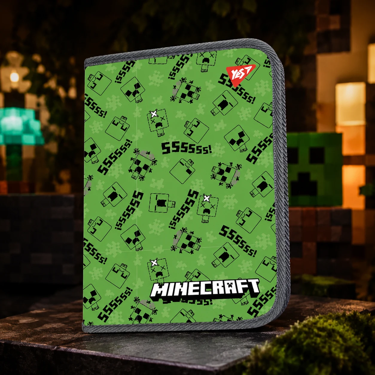 Папка для зошитів YES пластикова на блискавці В5 Minecraft Creepers 492203 — Шкільні канцтовари