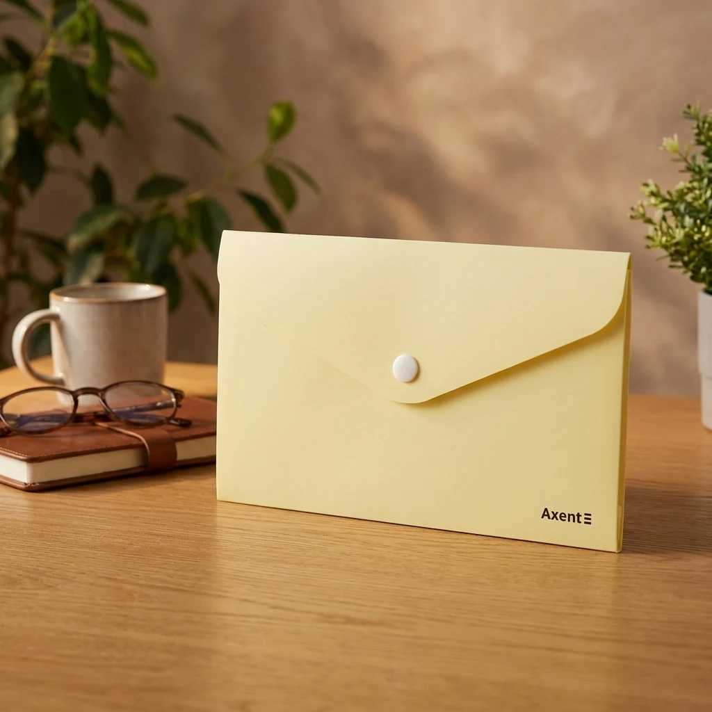 Papka-konvert na knopci DL Pastelini zholta — Діловодство та архівація