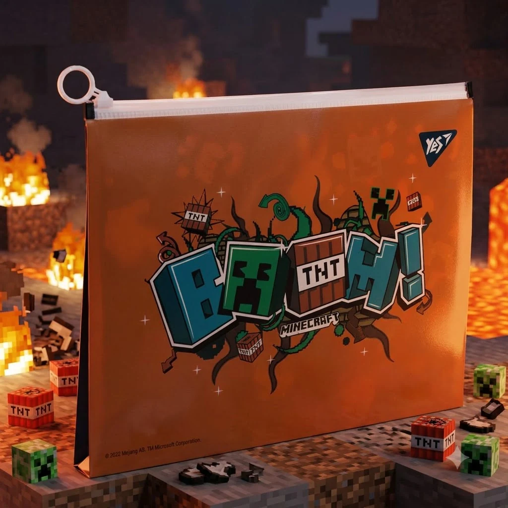 Папка-конверт YES А4 на блискавці Minecraft