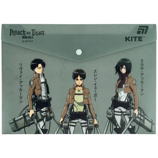 Папка на кнопці А4 кольорова "Attack on Titan" Kite