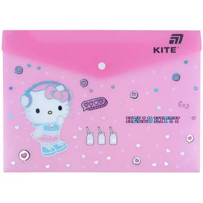 Папка на кнопці А4 кольорова "Hello Kitty" Kite