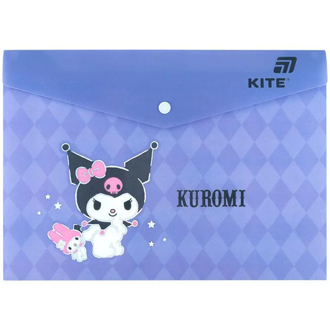 Папка на кнопці А4 кольорова "Kuromi" Kite