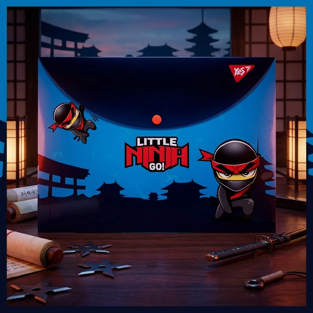 Папка на кнопці А4 кольорова "Ninja"