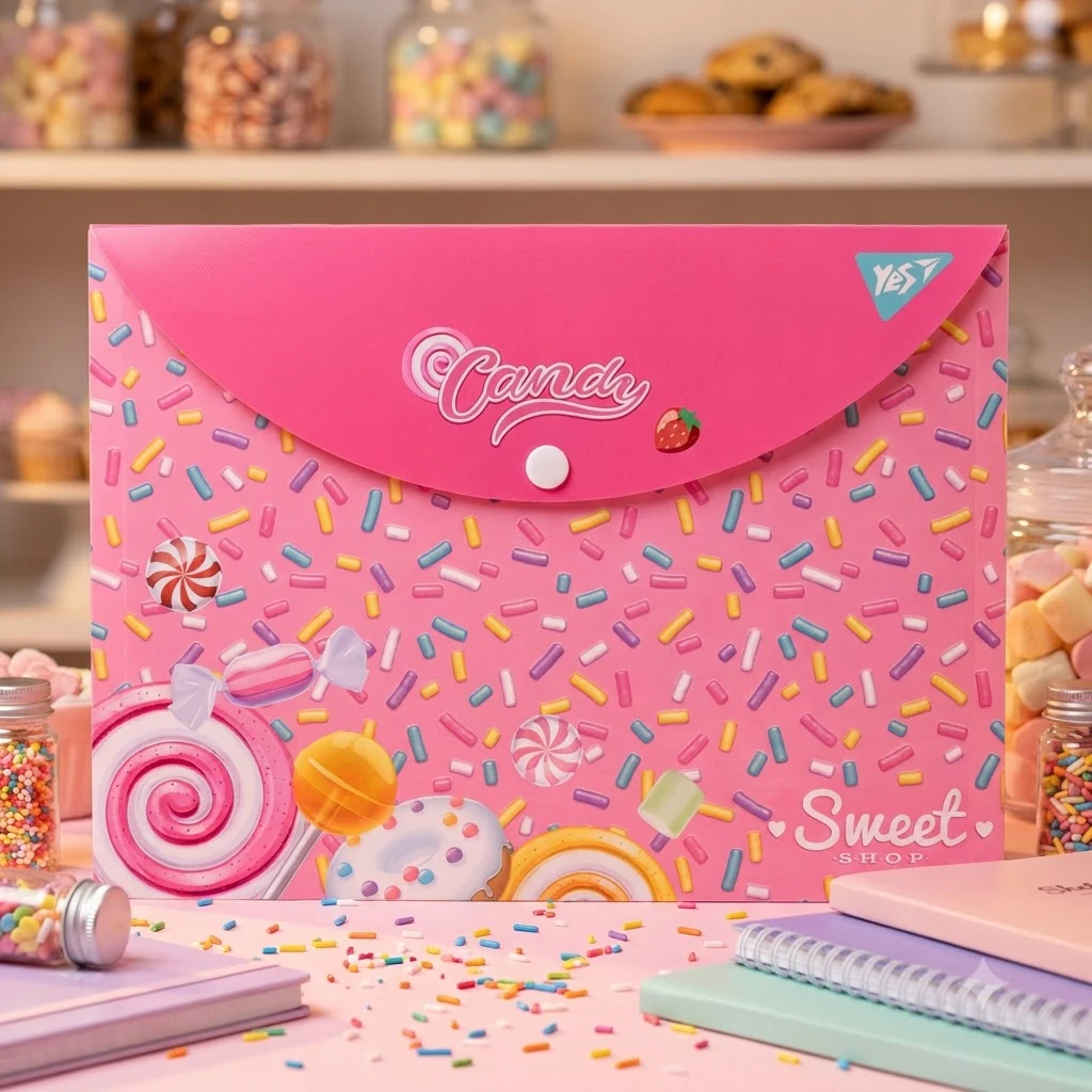 Папка на кнопці А4 кольорова "Sweet Cream"