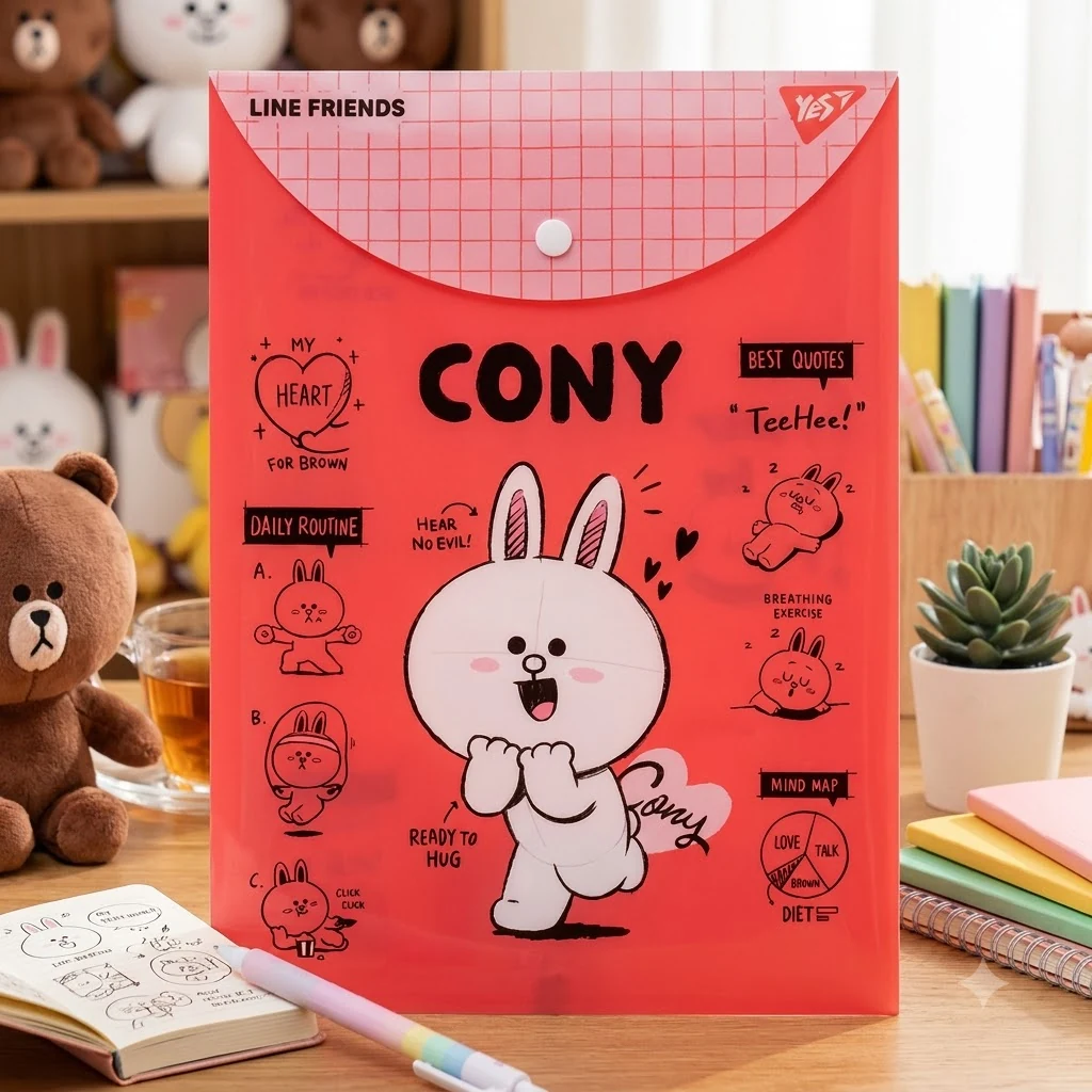 Папка на кнопці А4 вертикальна "Line Friends"