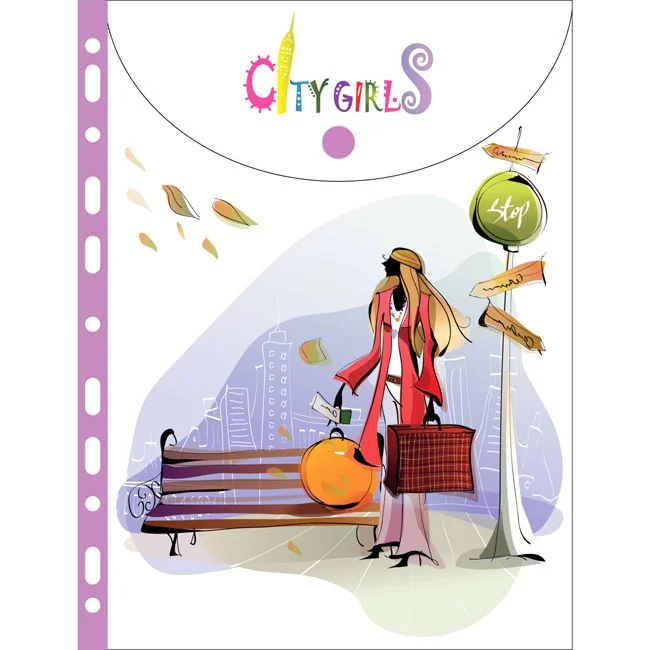 Папка на кнопці А4 вертикальна "Сity girls"