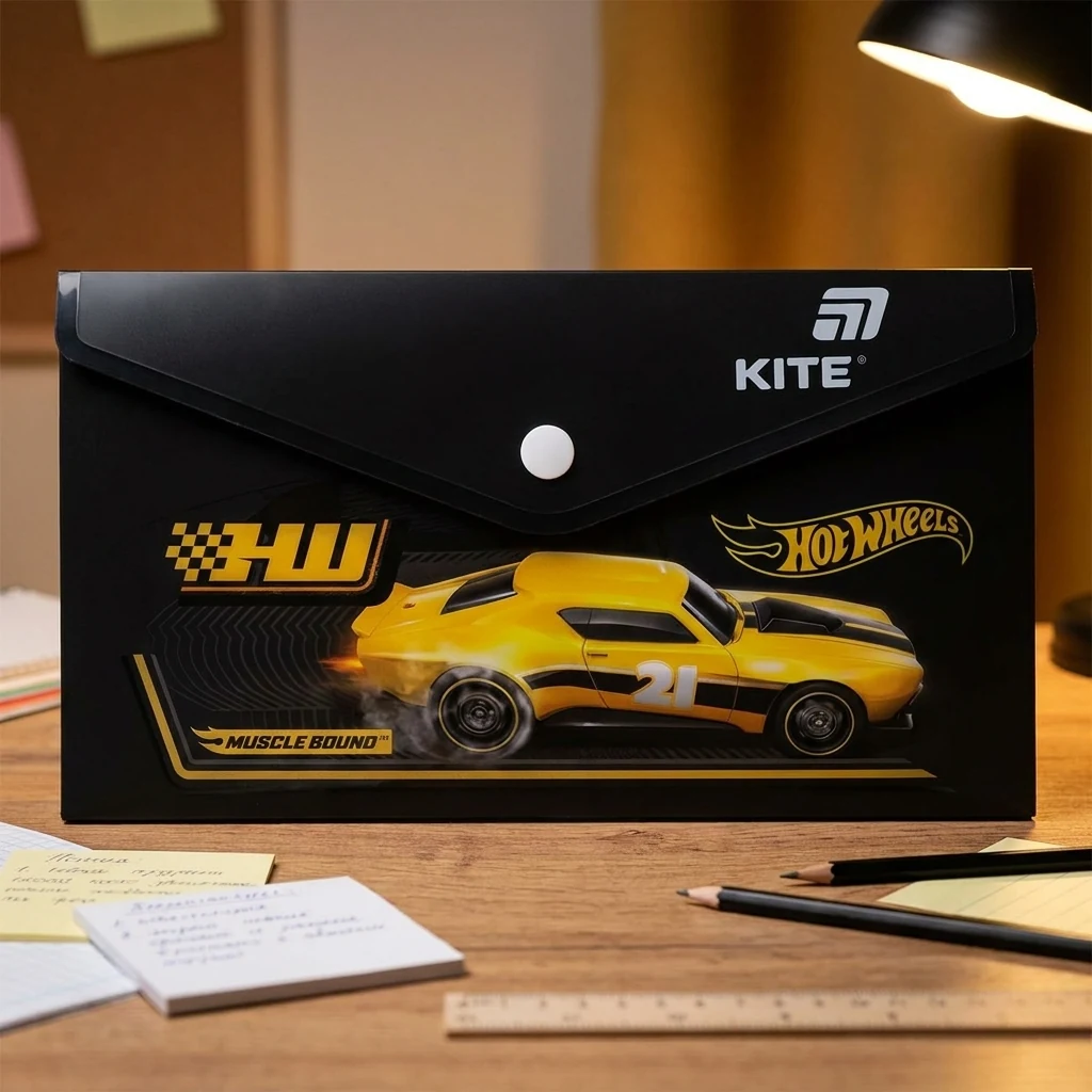 Папка на кнопці В6 "Hot Wheels" Kite