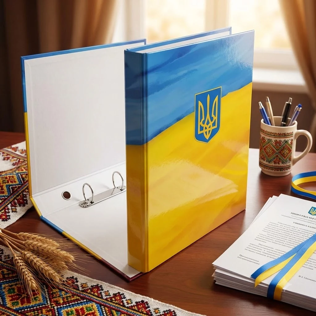 Папка - накопичувач А4 на 4 кільцях, картон "Флаг и герб" Item 357 UA