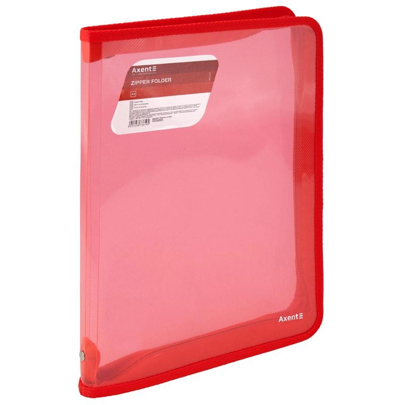Папка об'ємна на блискавці А4 червона Axent — фото 2