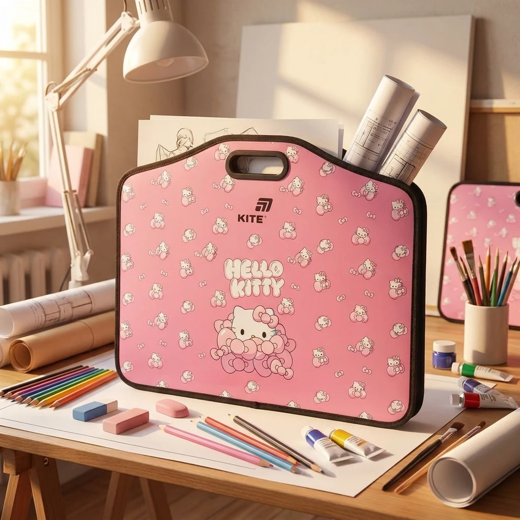 Папка-портфель А3+ пластикова на липучці "Hello Kittyt"