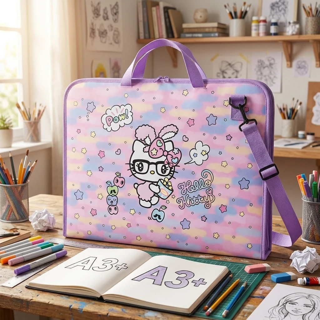 Папка-портфель шкільна А3, пластикова на блискавці "Hello Kitty" Kite