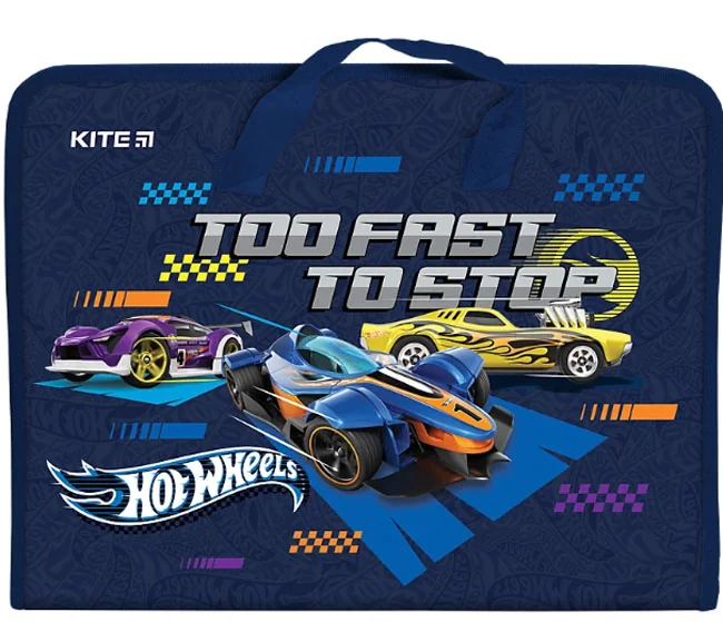 Папка-портфель шкільна А4, пластикова на блискавці "Hot Wheels" Kite — фото 2
