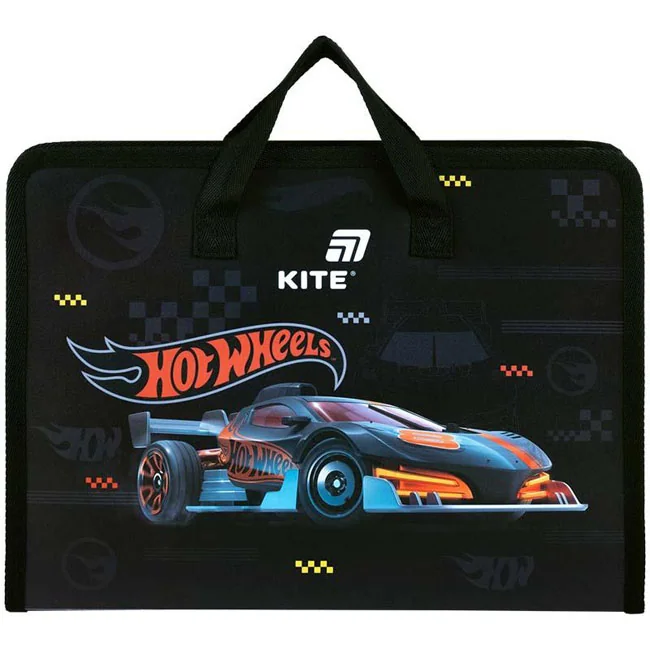 Папка-портфель шкільна А4, пластикова на блискавці "Hot Wheels" Kite