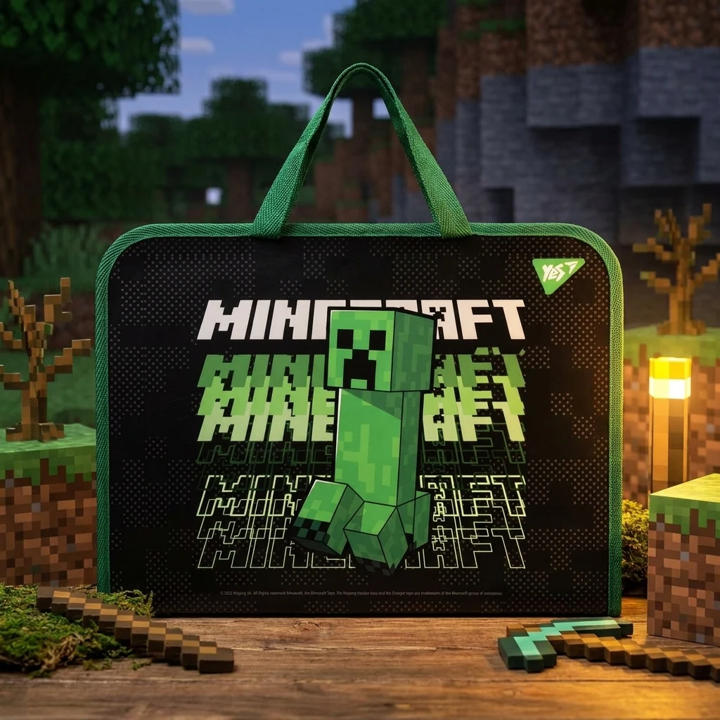 Папка-портфель шкільна А4, пластикова на блискавці "Minecraft" YES