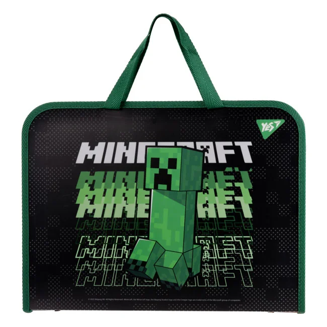 Папка-портфель шкільна А4, пластикова на блискавці "Minecraft" YES