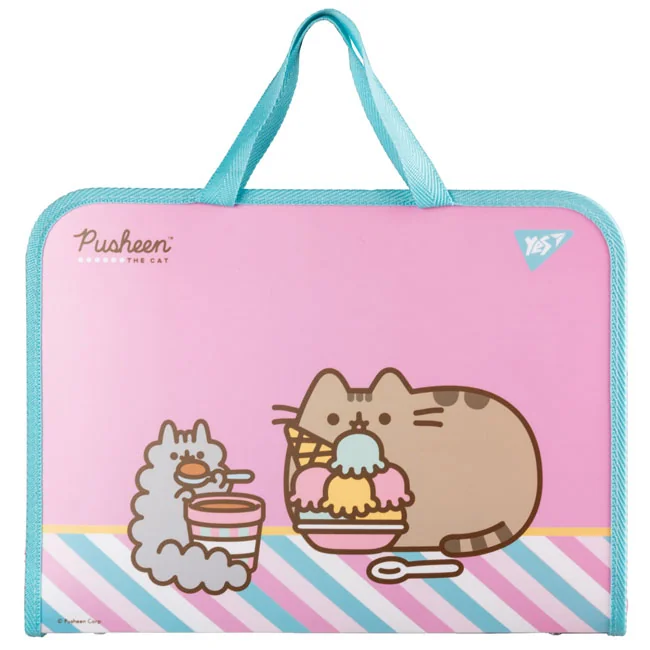 Папка-портфель шкільна А4, пластикова на блискавці "Pusheen" YES