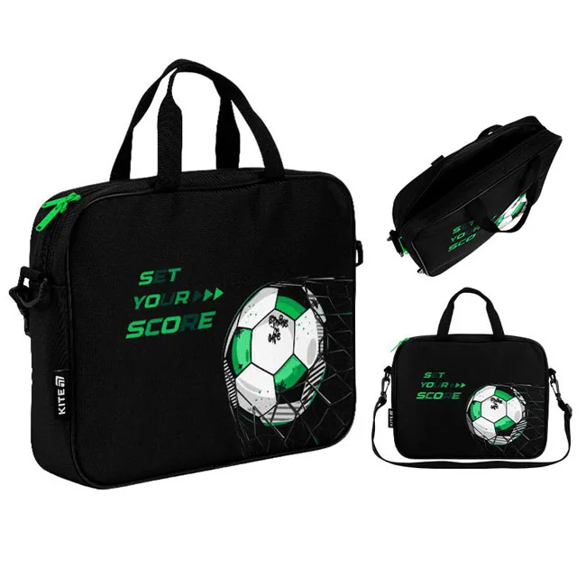 Папка-портфель шкільна А4, текстильна на блискавці "Football" Kite