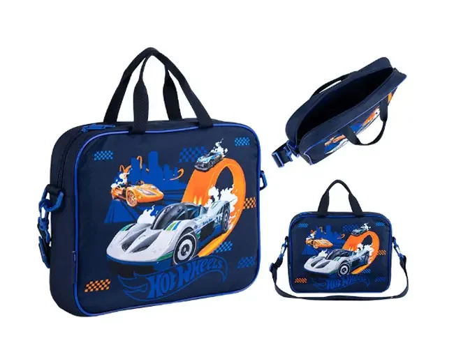Папка-портфель шкільна А4, текстильна на блискавці "Hot Wheels" Kite — фото 3
