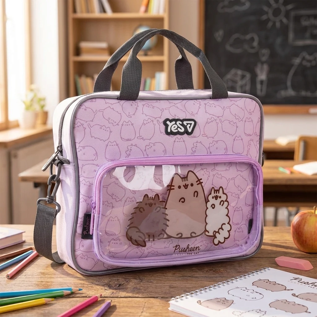 Папка-портфель шкільна А4, текстильна на блискавці "Pusheen" Yes